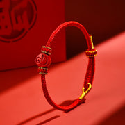 Buddha Stones Chinese Zodiac Red String Eight Thread Peace Knot Cinnabar Protection Luck Bracelet