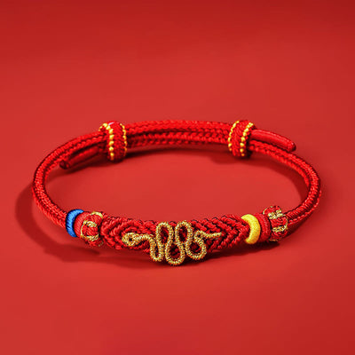 Buddha Stones Red String Eight Thread Peace Knot Year Of The Snake Protection Braided Bracelet