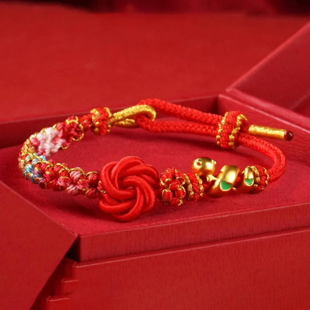 Buddha Stones Red String Mandala Knot Hand-woven Colorful Flowers Year Of The Snake Protection Braided Bracelet Bracelet BS 8