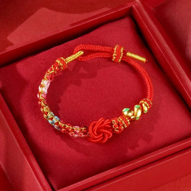 Buddha Stones Red String Mandala Knot Hand-woven Colorful Flowers Year Of The Snake Protection Braided Bracelet Bracelet BS 1