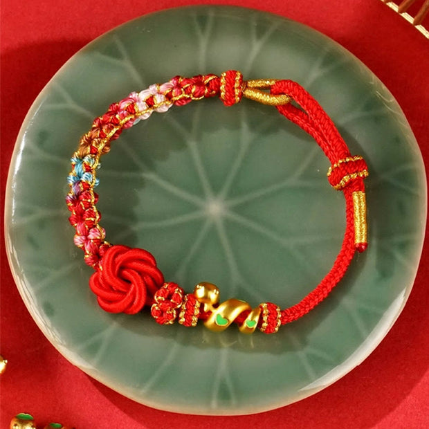 Buddha Stones Red String Mandala Knot Hand-woven Colorful Flowers Year Of The Snake Protection Braided Bracelet Bracelet BS 2