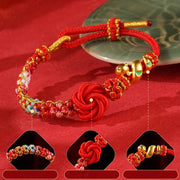 Buddha Stones Red String Mandala Knot Hand-woven Colorful Flowers Year Of The Snake Protection Braided Bracelet Bracelet BS 3