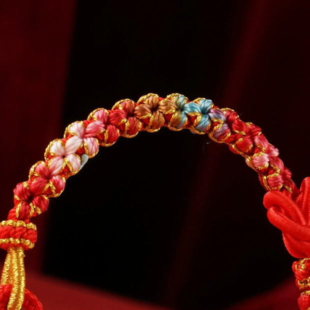 Buddha Stones Red String Mandala Knot Hand-woven Colorful Flowers Year Of The Snake Protection Braided Bracelet Bracelet BS 11