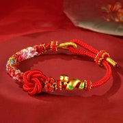 Buddha Stones Red String Mandala Knot Hand-woven Colorful Flowers Year Of The Snake Protection Braided Bracelet Bracelet BS Colored Rope(Wrist Circumference: 15-19cm)