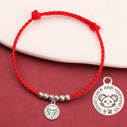 Buddha Stones Chinese Zodiac Kid Red String 999 Sterling Silver Protection Bracelet Bracelet BS Rat Red Rope& 999 Sterling Silver(Wrist Circumference: 11-15cm)