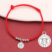 Buddha Stones Chinese Zodiac Kid Red String 999 Sterling Silver Protection Bracelet Bracelet BS Ox Red Rope& 999 Sterling Silver(Wrist Circumference: 11-15cm)