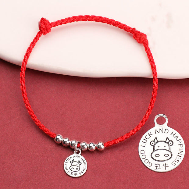 Buddha Stones Chinese Zodiac Kid Red String 999 Sterling Silver Protection Bracelet