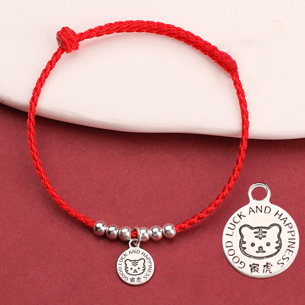 Buddha Stones Chinese Zodiac Kid Red String 999 Sterling Silver Protection Bracelet Bracelet BS Tiger Red Rope& 999 Sterling Silver(Wrist Circumference: 11-15cm)