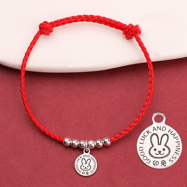 Buddha Stones Chinese Zodiac Kid Red String 999 Sterling Silver Protection Bracelet Bracelet BS Rabbit Red Rope& 999 Sterling Silver(Wrist Circumference: 11-15cm)