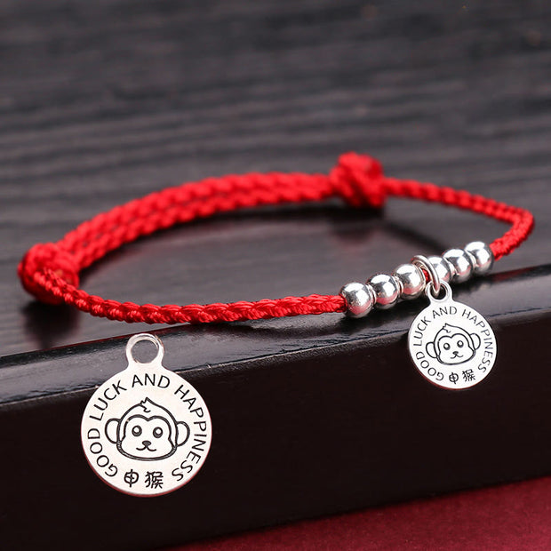 Buddha Stones Chinese Zodiac Kid Red String 999 Sterling Silver Protection Bracelet