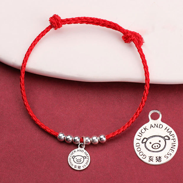 Buddha Stones Chinese Zodiac Kid Red String 999 Sterling Silver Protection Bracelet Bracelet BS Pig Red Rope& 999 Sterling Silver(Wrist Circumference: 11-15cm)