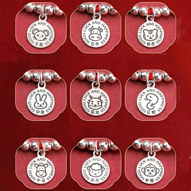 Buddha Stones Chinese Zodiac Kid Red String 999 Sterling Silver Protection Bracelet