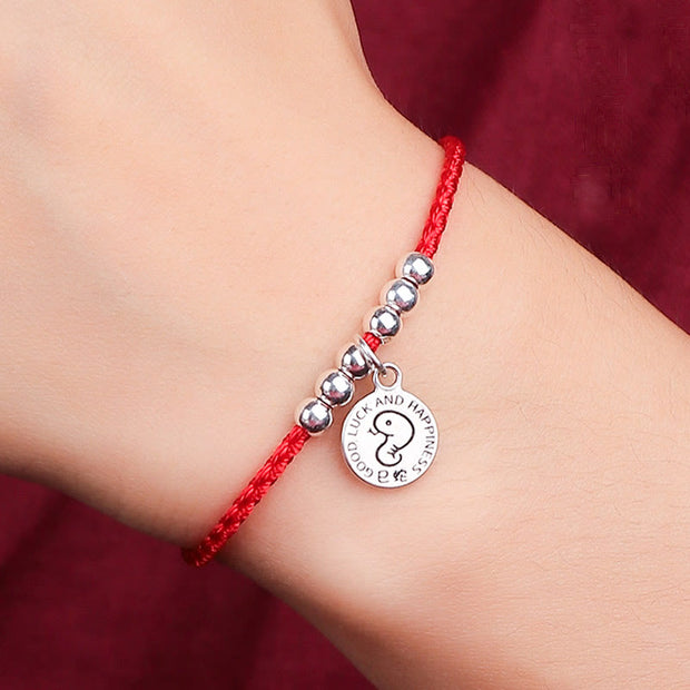 Buddha Stones Chinese Zodiac Kid Red String 999 Sterling Silver Protection Bracelet Bracelet BS 3