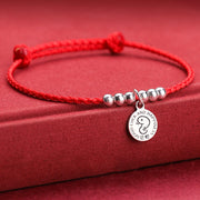 Buddha Stones Chinese Zodiac Kid Red String 999 Sterling Silver Protection Bracelet