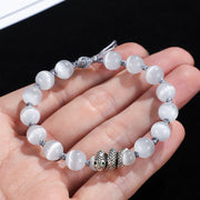 Buddha Stones Black Onyx White Cat's Eye Beads Year Of The Snake Protection Bracelet