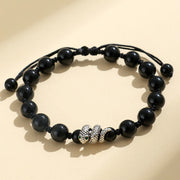 Buddha Stones Black Onyx White Cat's Eye Beads Year Of The Snake Protection Bracelet