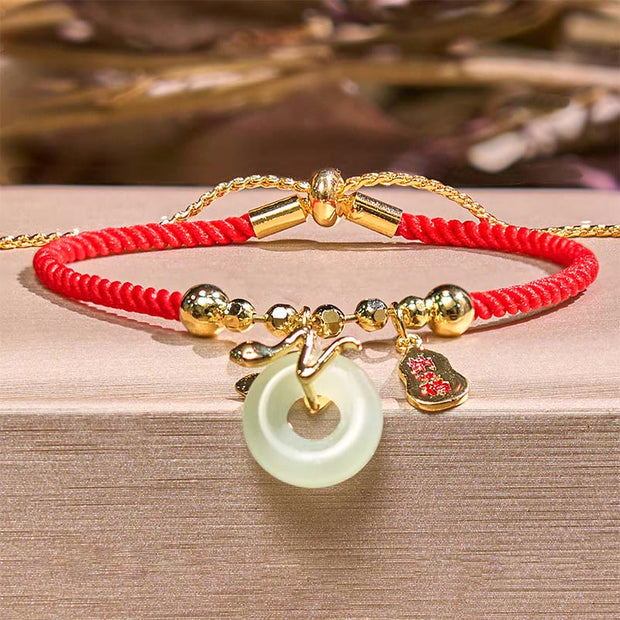 Buddha Stones Lucky The Year of The Snake 2025 Jade Red String Protection Bundle-1 Snake Bundle BS 1