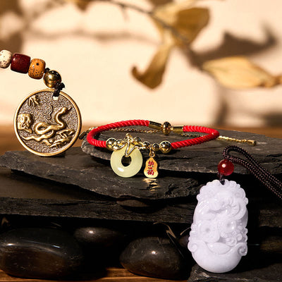 Buddha Stones Lucky The Year of The Snake 2025 Jade Red String Protection Bundle-1 Snake Bundle BS Lucky The Year of The Snake 2025 Jade Red String Protection Bundle-1