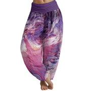 Buddha Stones Mythical Creature Pattern Women's Elastic Waist Harem Pants