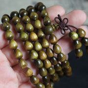 Buddha Stones 108 Mala Teardrop Beads Natural Phoebe Zhennan Wood Protection Bracelet Mala Bracelet BS 2