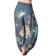 Buddha Stones Chrysanthemums Butterflies Pattern Women's Elastic Waist Harem Pants