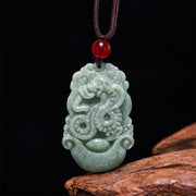 Buddha Stones Lucky The Year of The Snake 2025 Jade Pendant White Crystal Red String Bracelet Protection Bundle