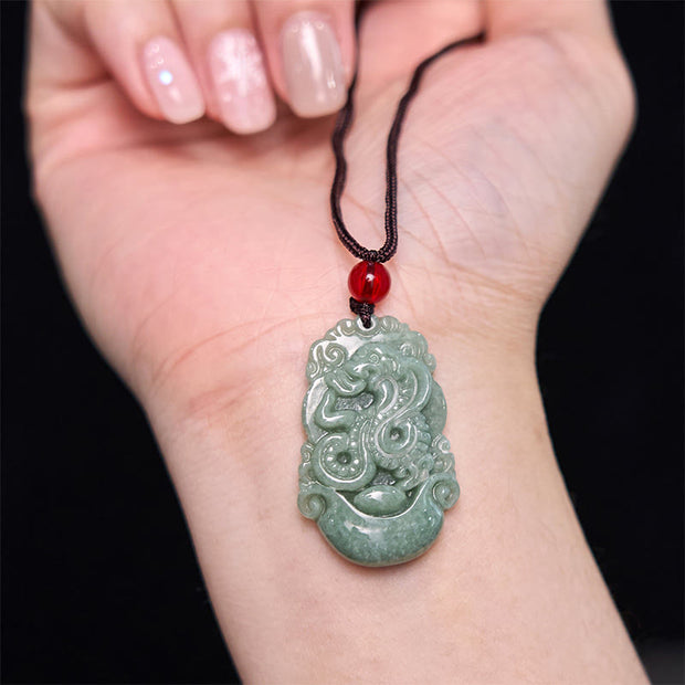 Buddha Stones Lucky The Year of The Snake 2025 Jade Pendant White Crystal Red String Bracelet Protection Bundle