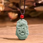 Buddha Stones Lucky The Year of The Snake 2025 Jade Pendant White Crystal Red String Bracelet Protection Bundle