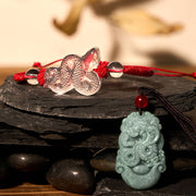 Buddha Stones Lucky The Year of The Snake 2025 Jade Pendant White Crystal Red String Bracelet Protection Bundle