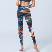 Buddha Stones Deer Auspicious Clouds Lotus Gym Leggings Women's Yoga Pants