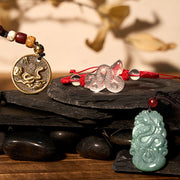 Buddha Stones Lucky Healing The Year of The Snake 2025 Jade White Crystal Red String Protection Bundle