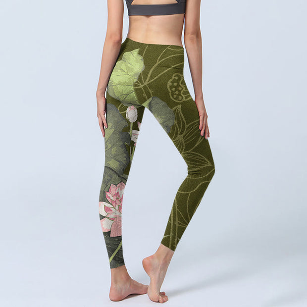 Buddha Stones Lotus Print Gym Leggings Women's Yoga Pants - image 5
