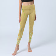 Buddha Stones Yellow Orchid Flowers Weeping Leaves Print Gym Leggings Women's Yoga Pants - image 6