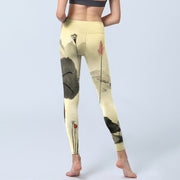 Buddha Stones Lotus Mountains House Print Gym Leggings Women's Yoga Pants