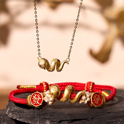 Buddha Stones 925 Sterling Silver Copper Coins Wealth The Year of The Snake 2025 Red String Protection Bundle Snake Bundle BS 925 Sterling Silver Copper Coins Wealth Protection Bundle