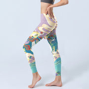 Buddha Stones Purple Dragon Auspicious Clouds Print Gym Leggings Women's Yoga Pants - image 3