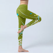 Buddha Stones Green Butterfly Orchid Flowers Print Gym Leggings Women's Yoga Pants - image 4