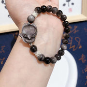 Buddha Stones Natural Silver Sheen Obsidian Nine-Tailed Fox Communication Bracelet Bracelet BS 4