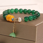 FREE Today: Manifestation Support Green Agate Amber Pearl Lotus Pod Bracelet