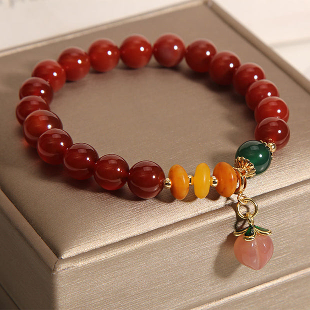 Buddha Stones Red Agate Amber Peach Charm Self-acceptance Bracelet