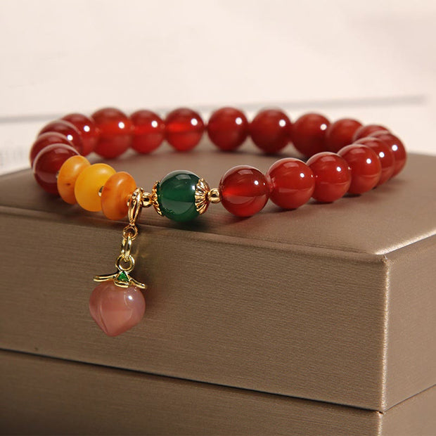 Buddha Stones Red Agate Amber Peach Charm Self-acceptance Bracelet Bracelet BS 2