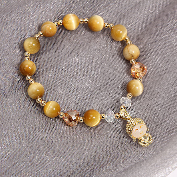 Buddha Stones Yellow Tiger Eye Meditation Buddha Protection Bracelet