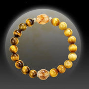 Buddha Stones Natural Yellow Black Tiger Eye Citrine Strength Bracelet