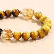 Buddha Stones Natural Yellow Black Tiger Eye Citrine Strength Bracelet Bracelet BS 2