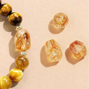 Buddha Stones Natural Yellow Black Tiger Eye Citrine Strength Bracelet