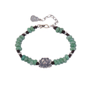 Buddha Stones 925 Sterling Silver Natural Jade Lotus Luck Peace And Joy Bracelet Bracelet BS 5