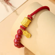 Buddha Stones 999 Sterling Silver Six True Words Om Mani Padme Hum Cinnabar Blessing String Bracelet