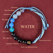 Buddha Stones Five Elements Various Crystal Agate Wealth Reincarnation Knot Braid Bracelet Bracelet BS Water(Wrist Circumference 14-20cm)