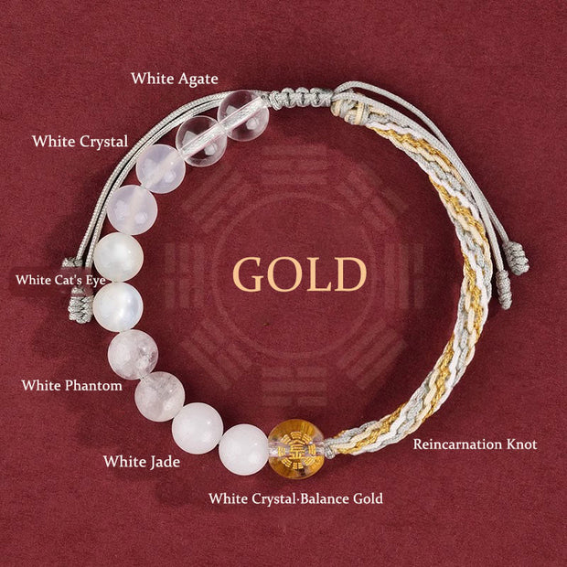 Buddha Stones Five Elements Various Crystal Agate Wealth Reincarnation Knot Braid Bracelet