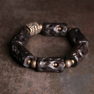 Buddha Stones Ebony Wood Copper Brass Calm Bracelet Bracelet BS Ebony Wood Brass(Wrist Circumference: 17-17.5cm)